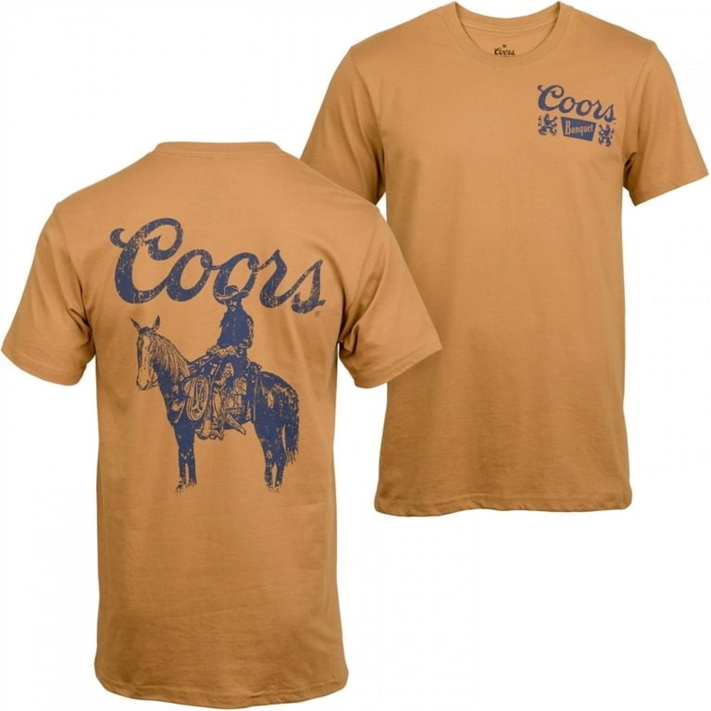 (CL) Coors‎ Banquet Beer Cowboy Graphic Tee Mustard Gold XL Western Horse Shirt